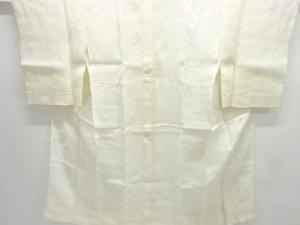 アンティーク　本麻透かし織　流水に花丸文様長襦袢